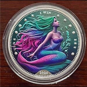 Colorful Mermaid Challenge  Medallion Keepsake Coin